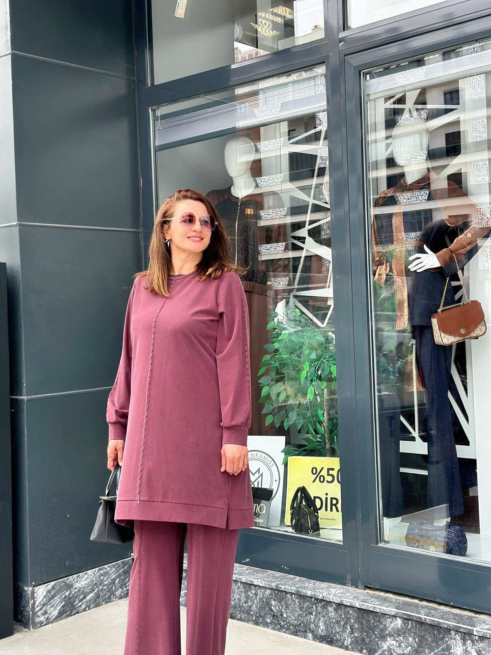 Tencel Modal Tunik & Pantolon Takım Bordo