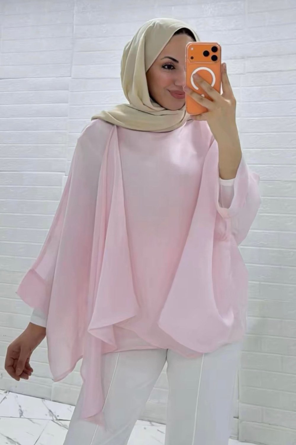 LİNA PELERİN BLUZ PEMBE