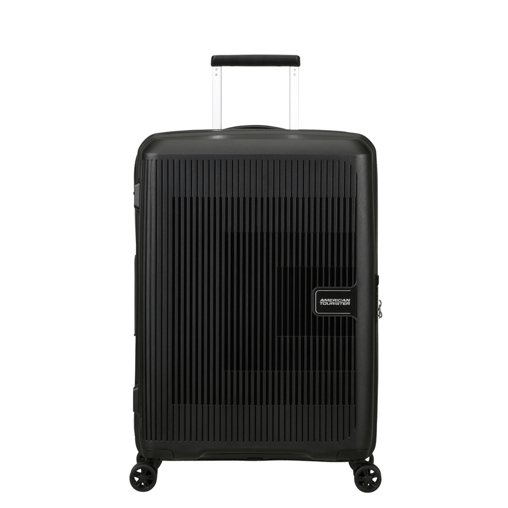 American Tourister Siyah Aerostep - Spinner Körüklü 4 Tekerlekli Orta Boy Valiz 67 cm