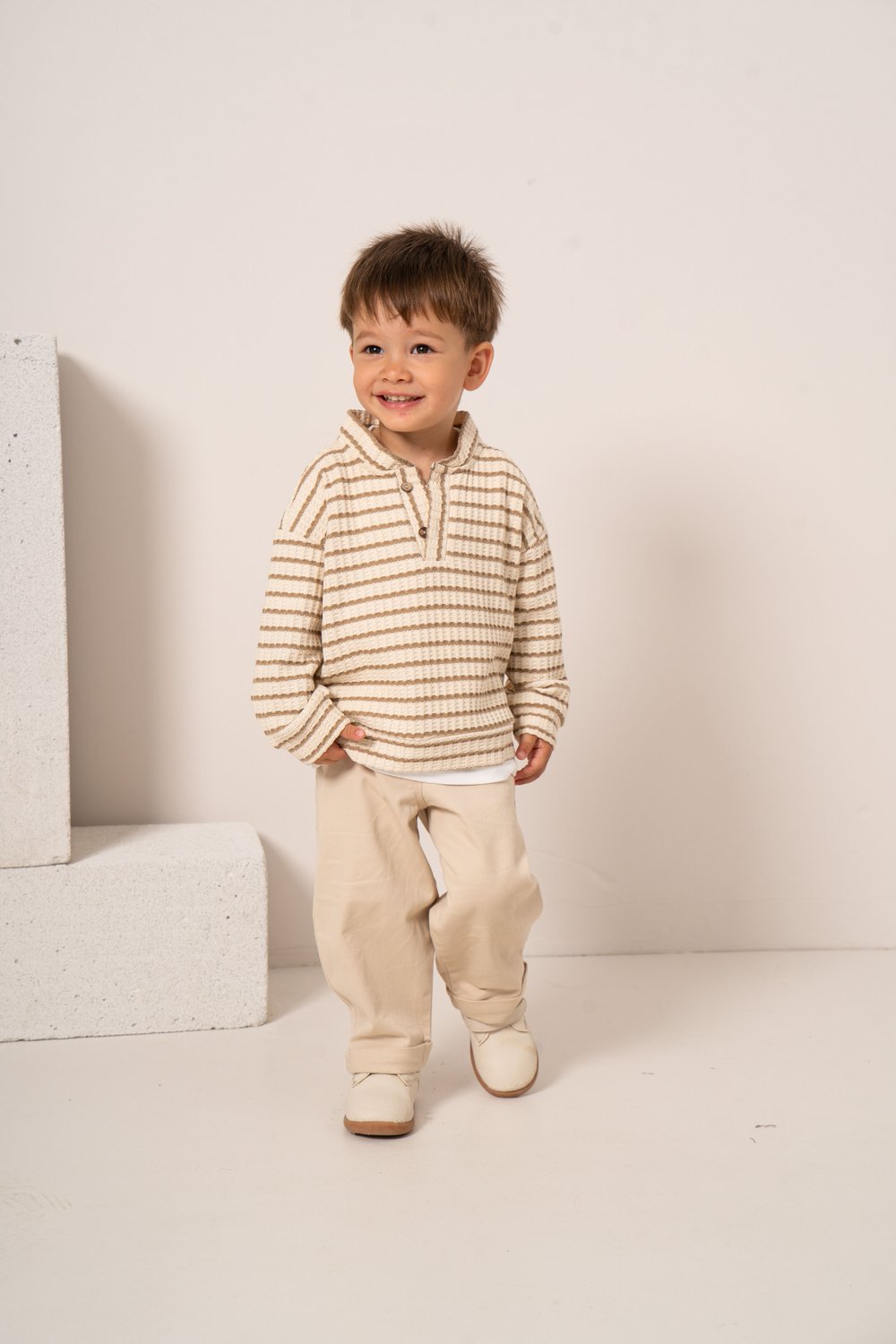 Erkek Bebek & Çocuk Çizgili Sweat Tişört Pantolon 3'lü Takım