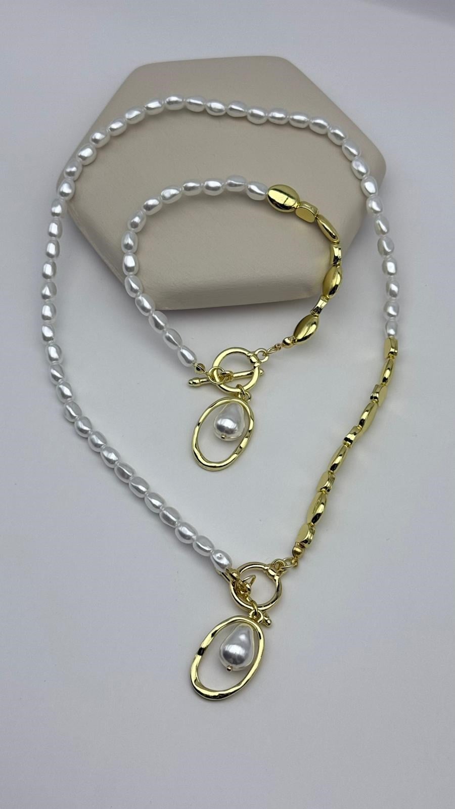 İncili Kolye Bileklik Set