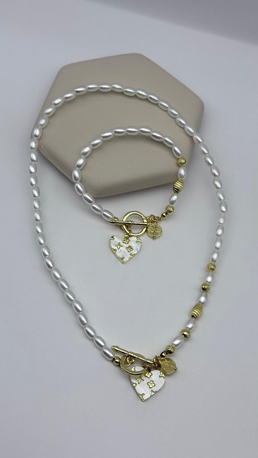 İncili Kolye Bileklik Set