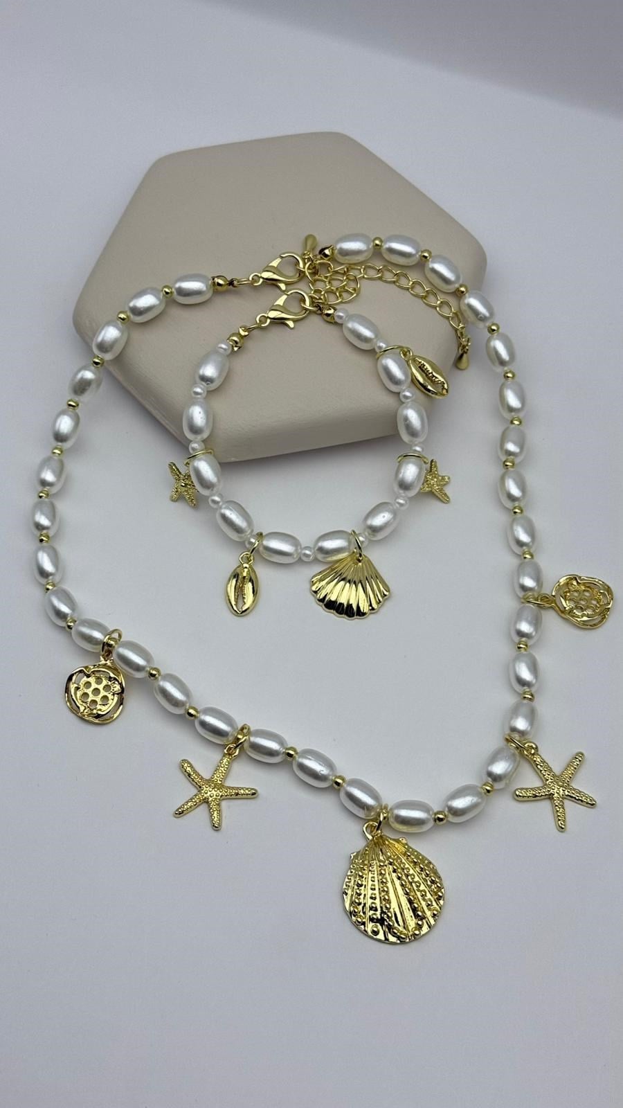 İncili Kolye Bileklik Set