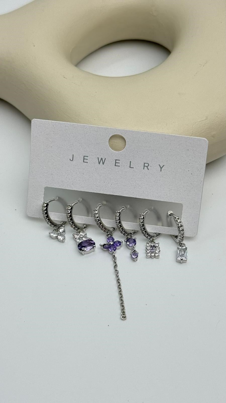 Vip6 6 Lı Taşlı Set Küpe