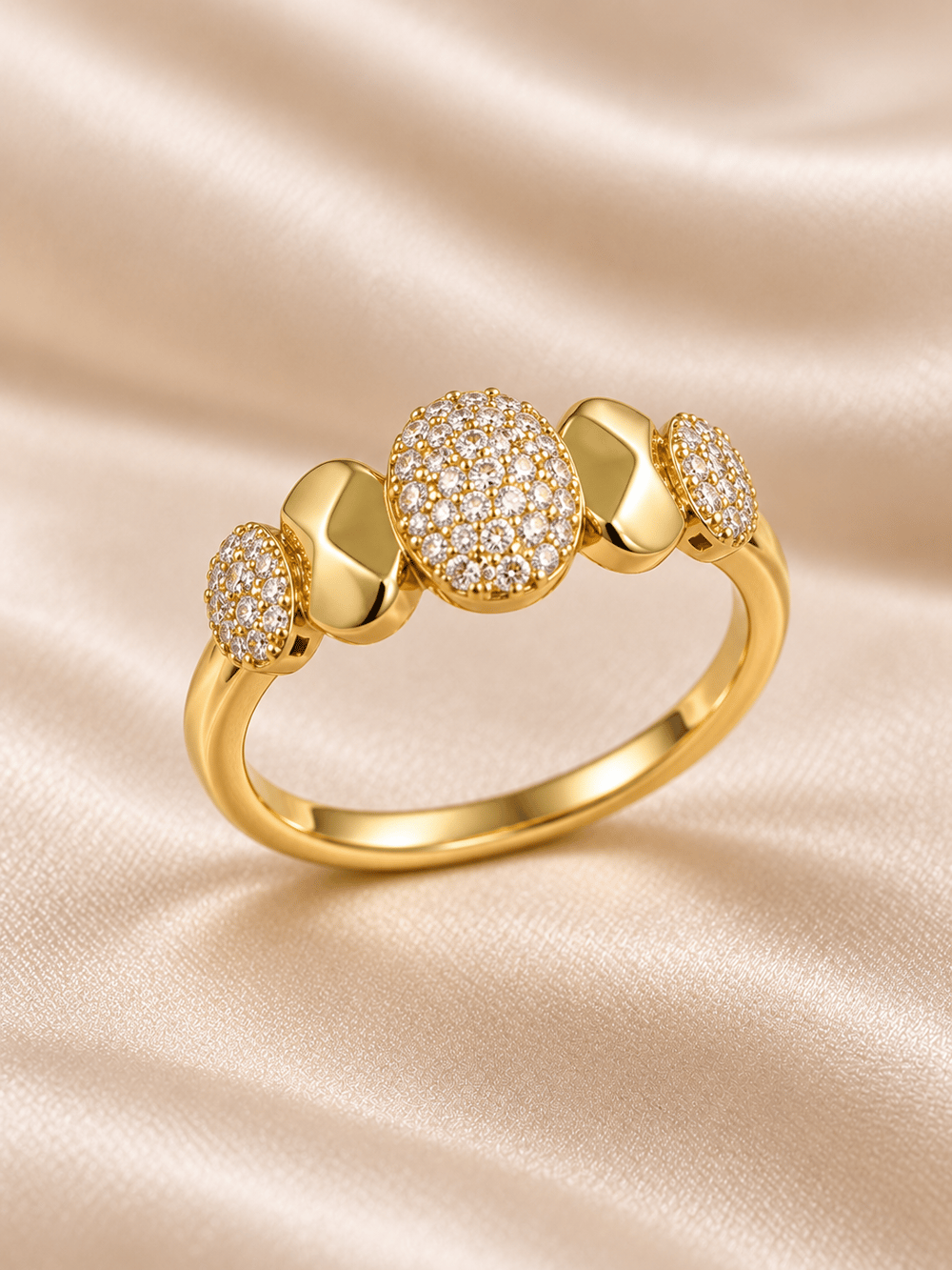 TURKUAZ 14K XUPING OVAL TAŞLI GEOMETRİK YÜZÜK