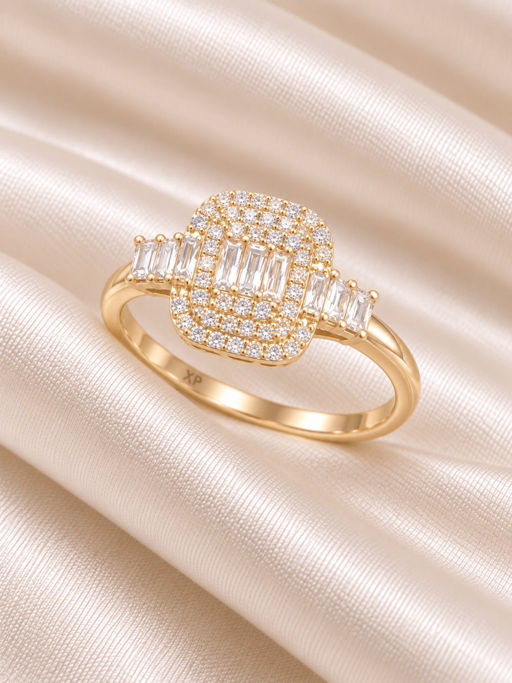 TURKUAZ 14K XUPING OVAL HALO BAGET TAŞLI YÜZÜK