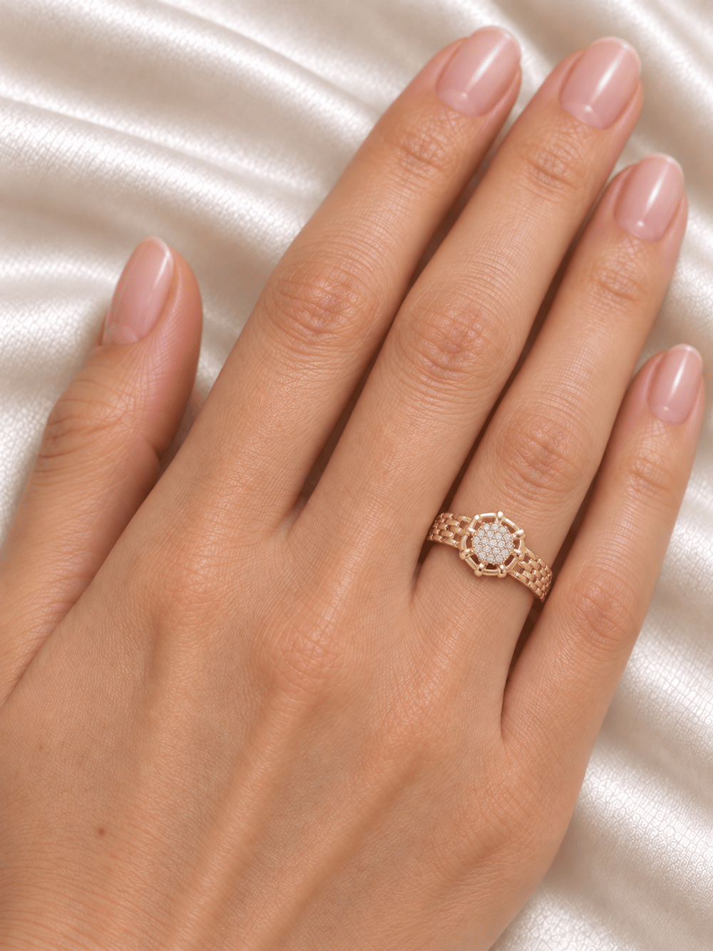 TURKUAZ 14K XUPING PETEK MOTİFLİ ÇOK TAŞLI FANTEZİ YÜZÜK