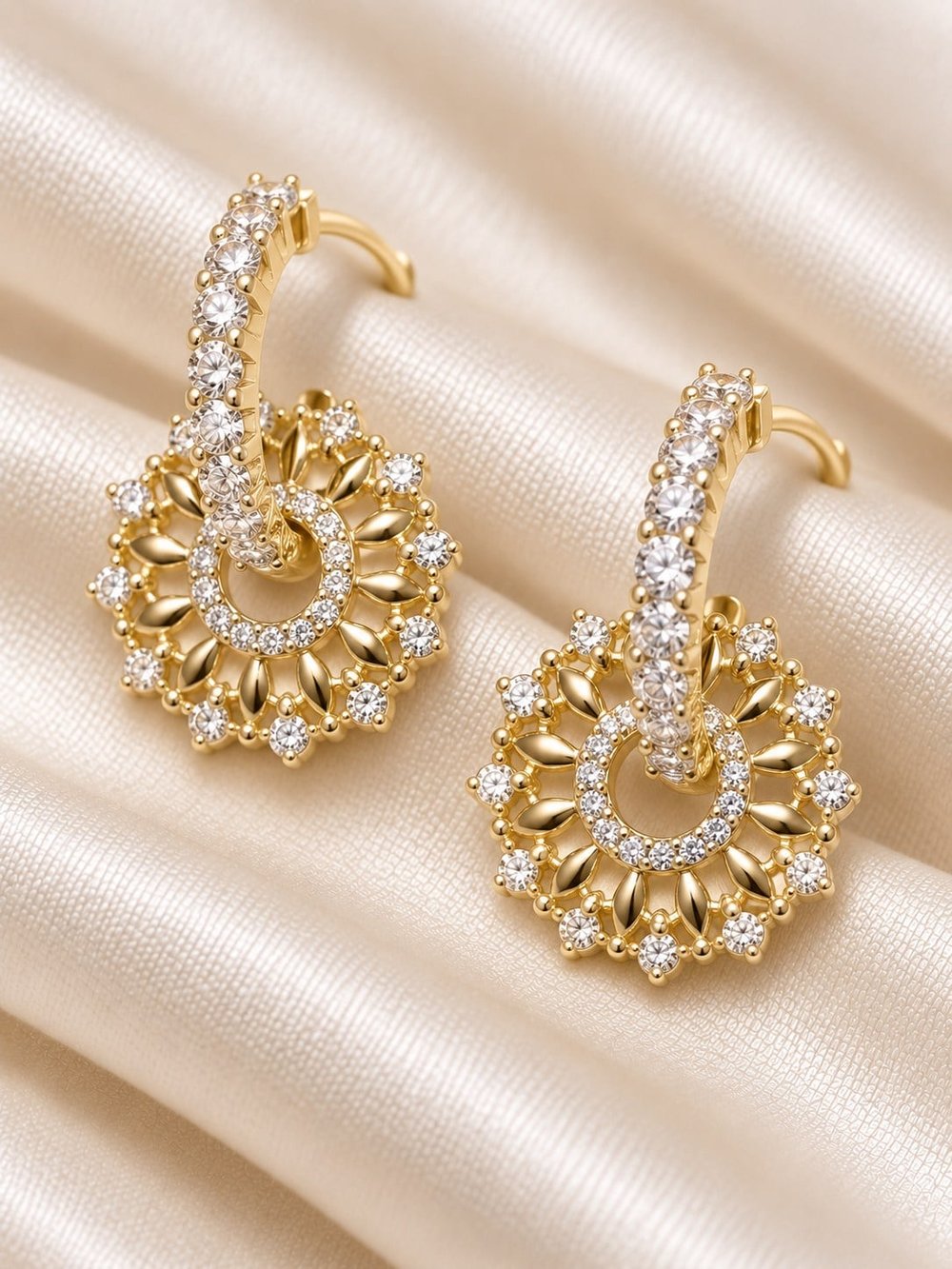 TURKUAZ XUPING 14K ÇİÇEK ZİRKON KÜPE