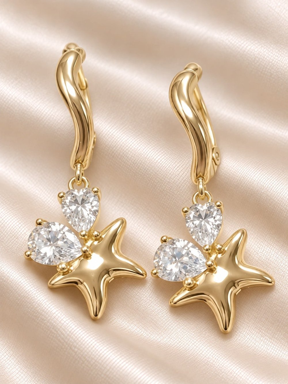 TURKUAZ XUPING 14K DENİZ YILDIZI SALLANTILI KÜPE