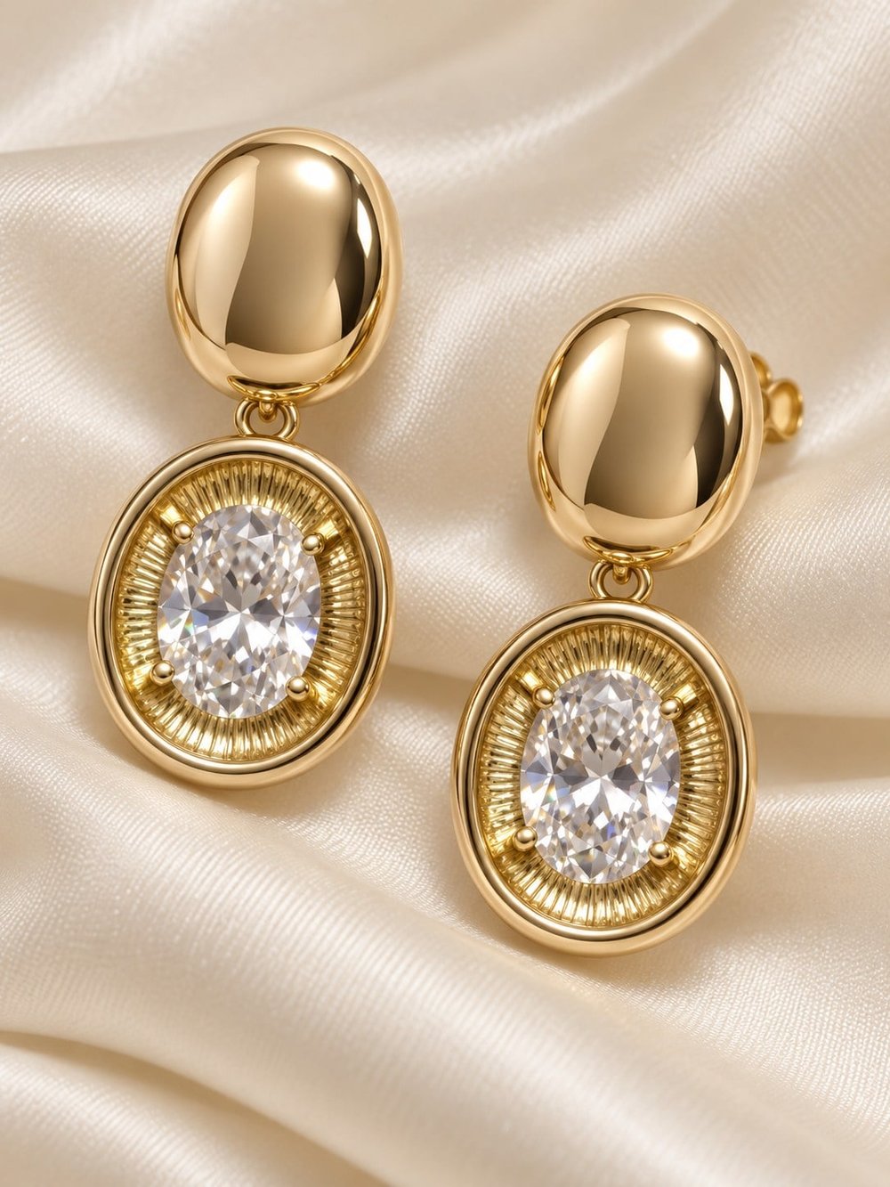 TURKUAZ XUPING 14K OVAL TAŞ SALLANTILI KÜPE