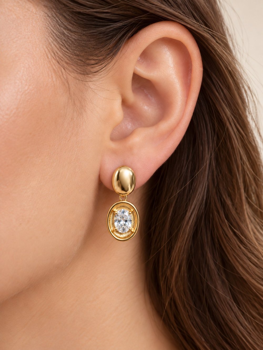TURKUAZ XUPING 14K OVAL TAŞ SALLANTILI KÜPE