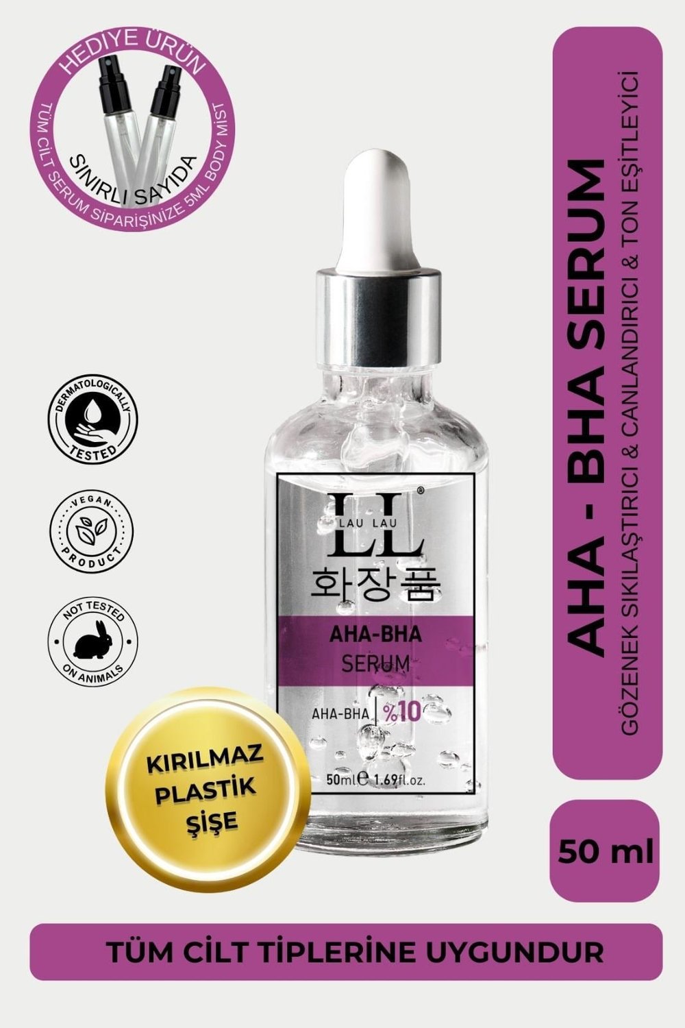 AHA-BHA Serum Eksfoliye Edici Cilt Yenileyici & Yoğun Gözenek Sıkılaştırıcı - 50 Ml