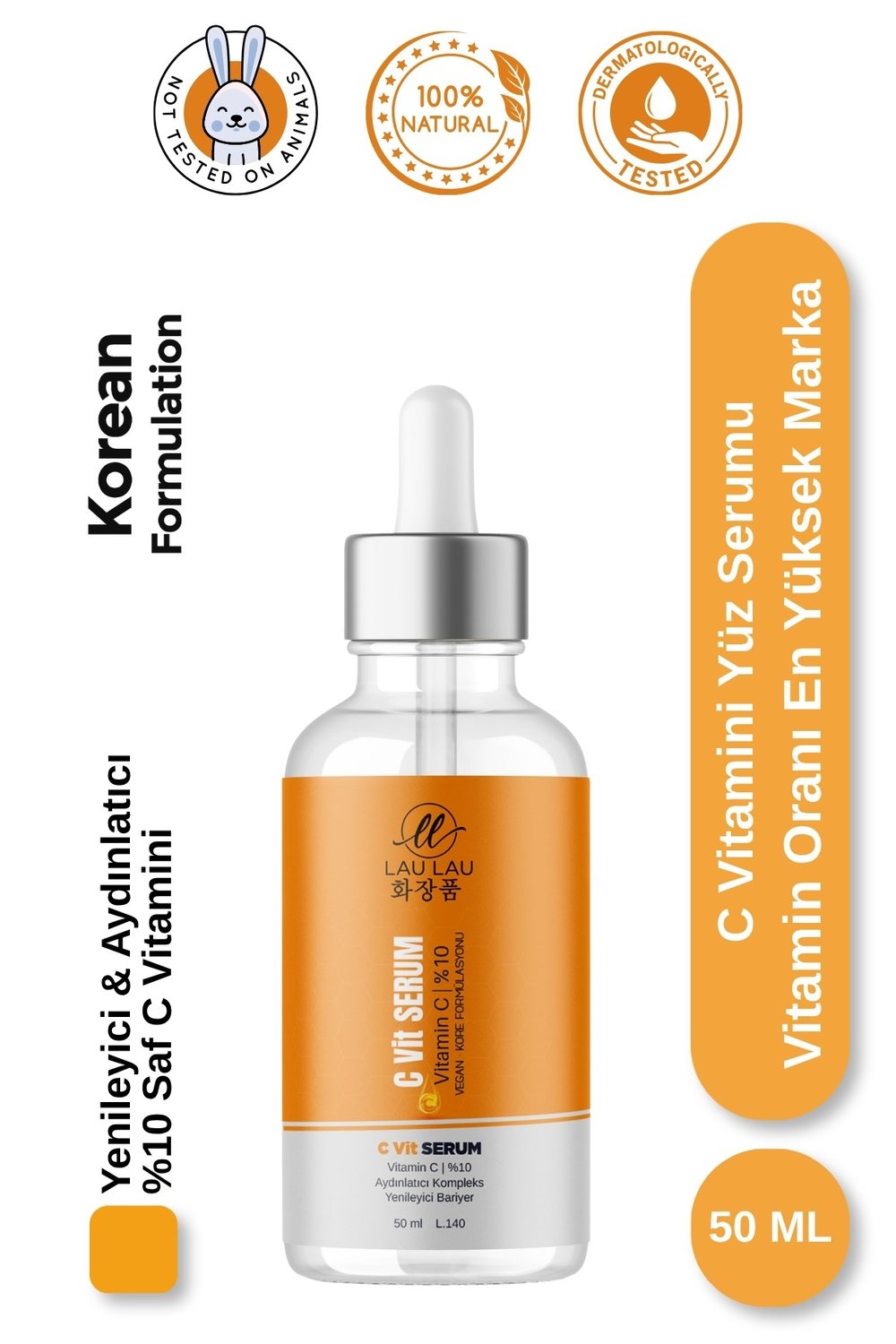 C Vitamini Serum Aydınlatıcı, Yenileyici & Leke Karşıtı %10 Saf C Vitamini 50 ml
