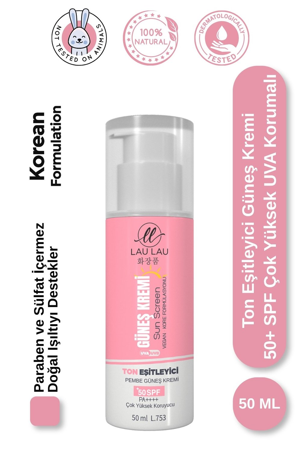 Ton Eşitleyici Yüksek Korumalı Güneş Kremi Tone-Up Pink 50 Ml