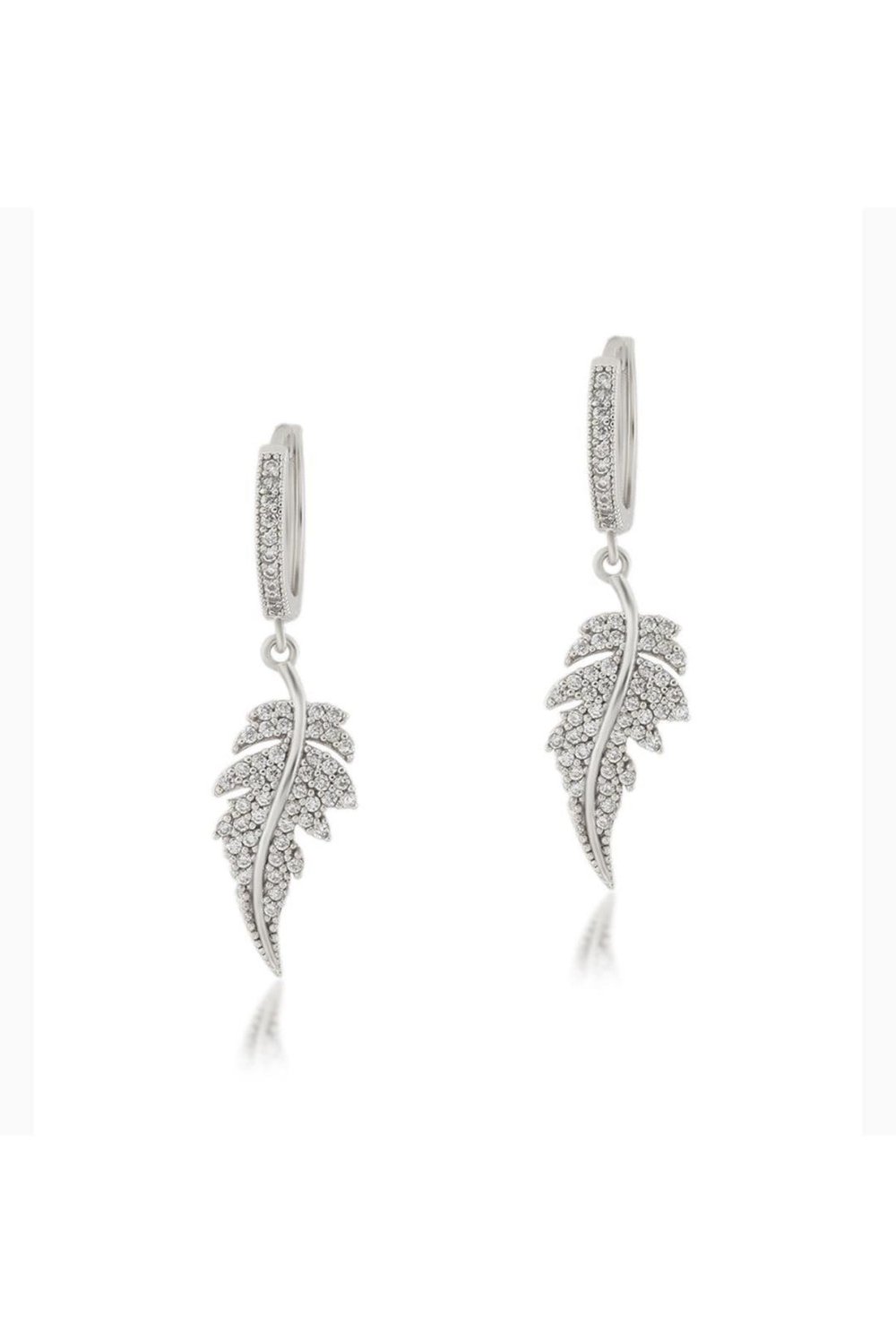 Zirkon Taş Yaprak Silver Küpe