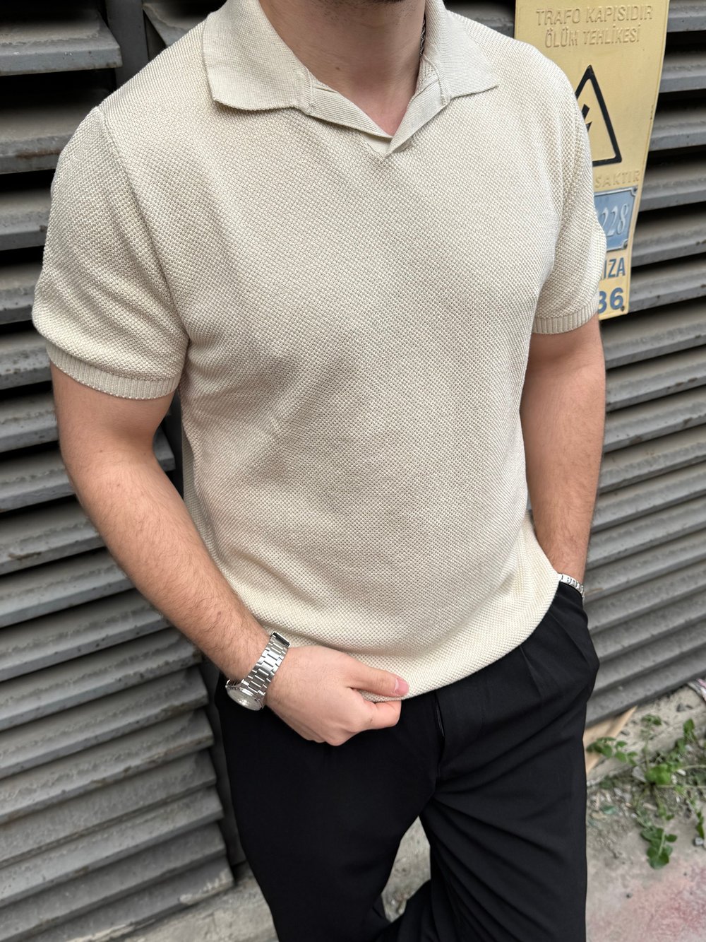 Regular Yakalı Trıko  T-Shirt