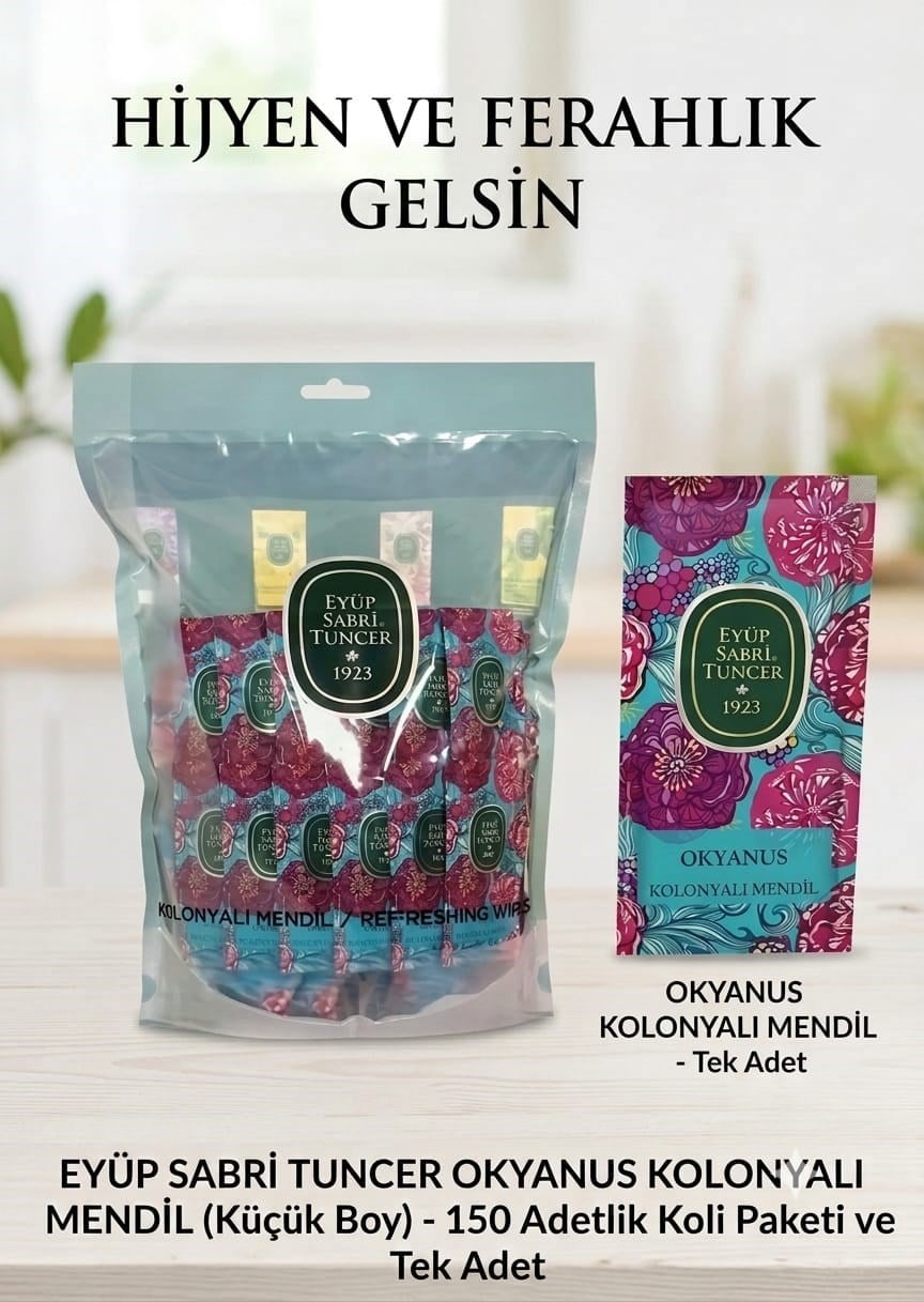 Eyüp Sabri Tuncer Okyanus Kolonyalı Islak Mendil - Küçük Boy - 150 Adetlik Paket