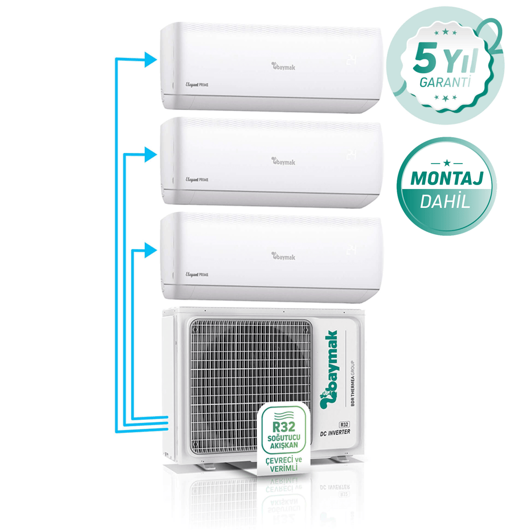 Baymak Elegant Prime Multi Duvar Tipi Siplit Klima 1X3 BAYMAK Gaziantep Kombi Klima Dünyası