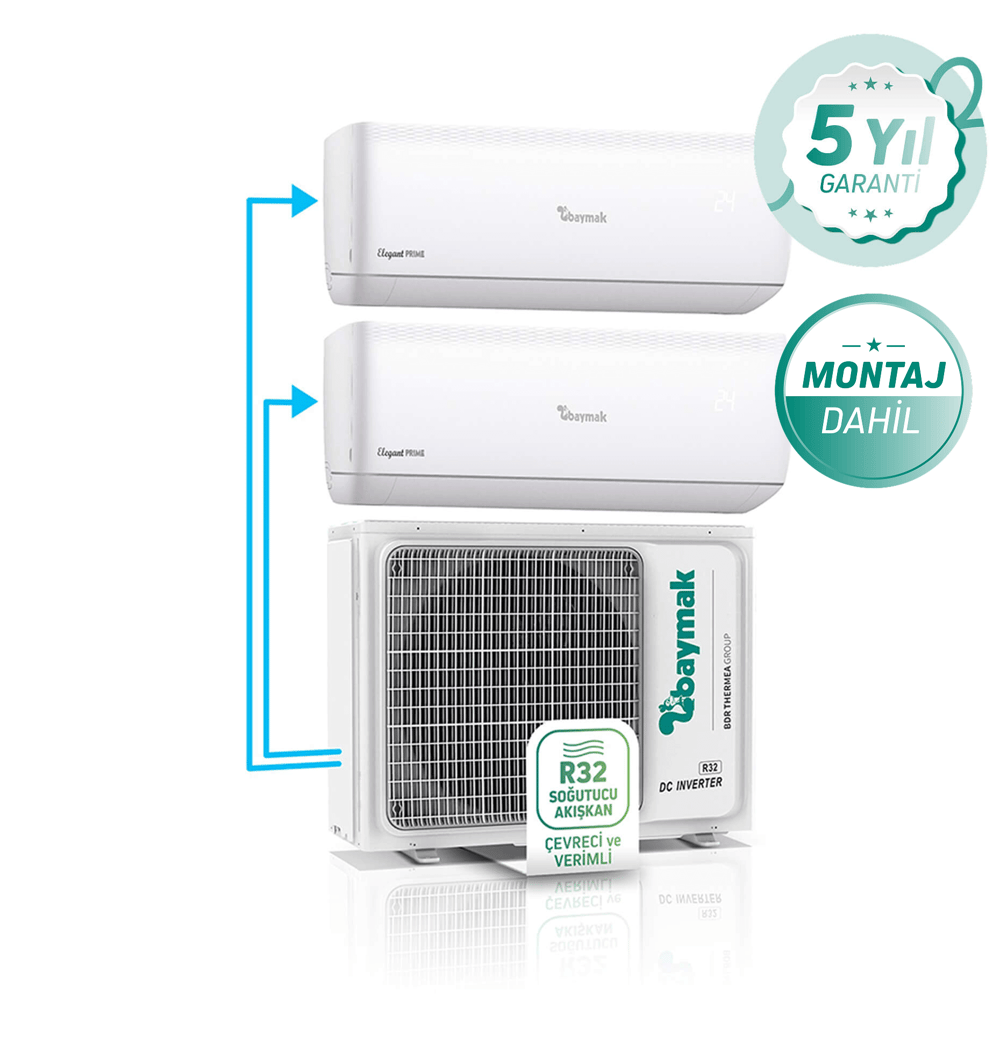 Baymak Elegant Prime Multi Duvar Tipi Siplit Klima 1X2 BAYMAK Gaziantep Kombi Klima Dünyası