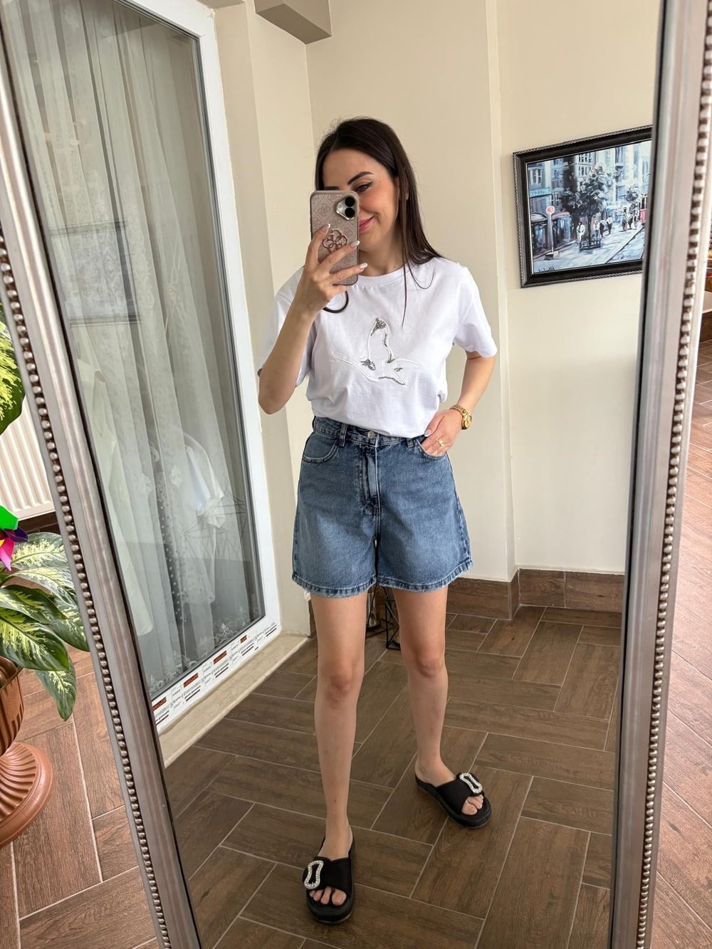Yüksel Bel Denim Şort