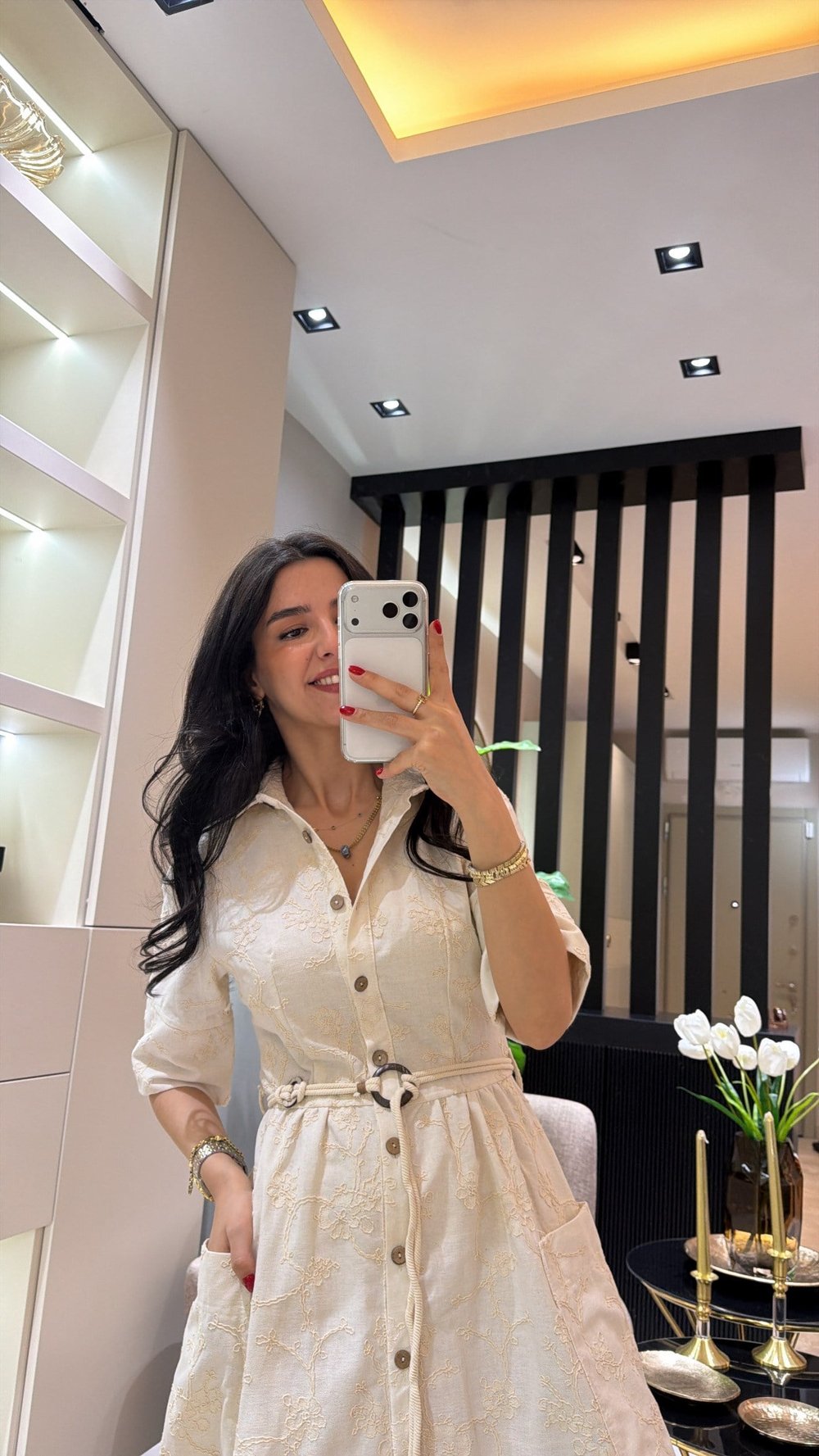 ÇİÇEKLİ JEAN ELBİSE