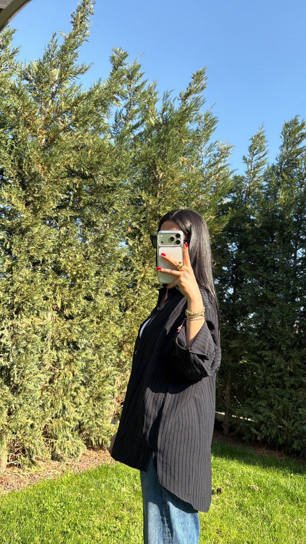 ÇİZGİLİ OVERSIZE GÖMLEK SİYAH
