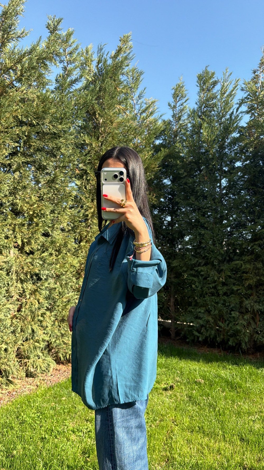 DÜŞÜK OMUZ OVERSIZE GÖMLEK MAVİ