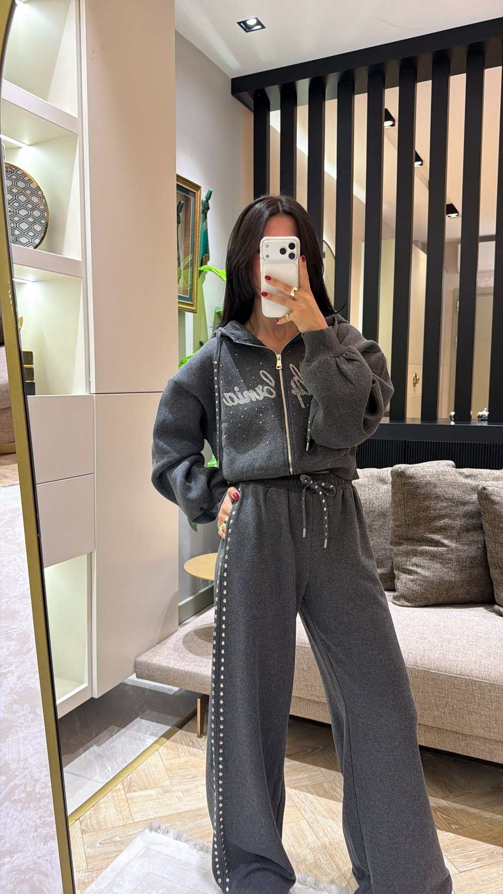 GRİ TROK DETAYLI SWEATSHIRT 