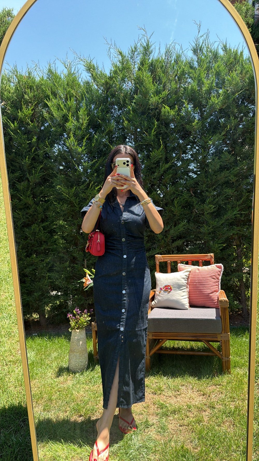 LACİ DENIM DRAPELİ ELBİSE
