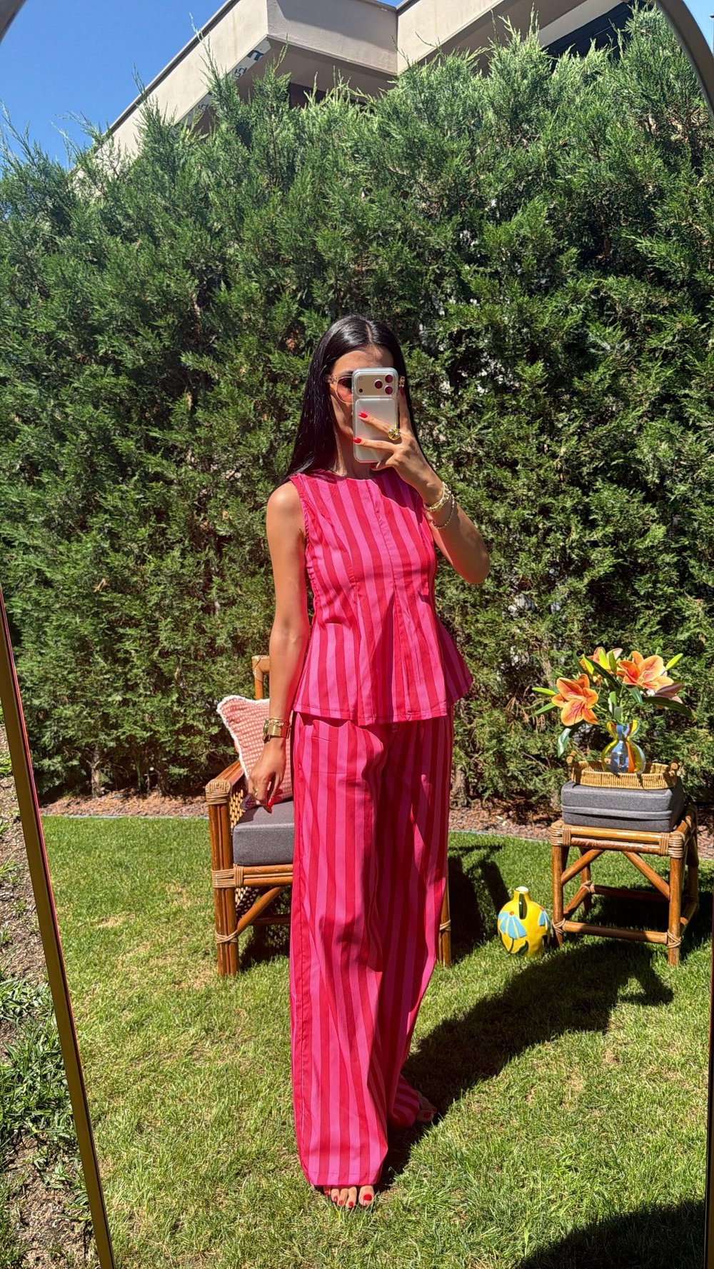 PEMBE ÇİZGİLİ BLUZ TAKIM