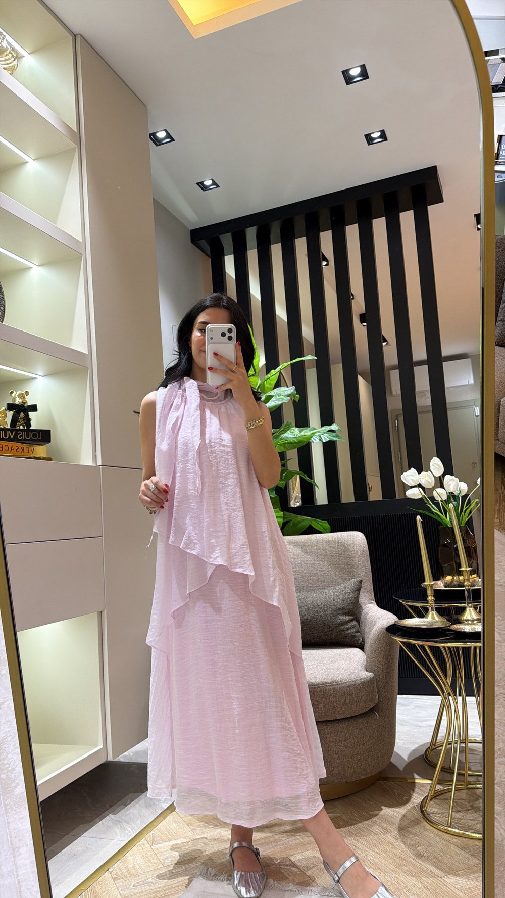 ŞALLI PEMBE ELBİSE