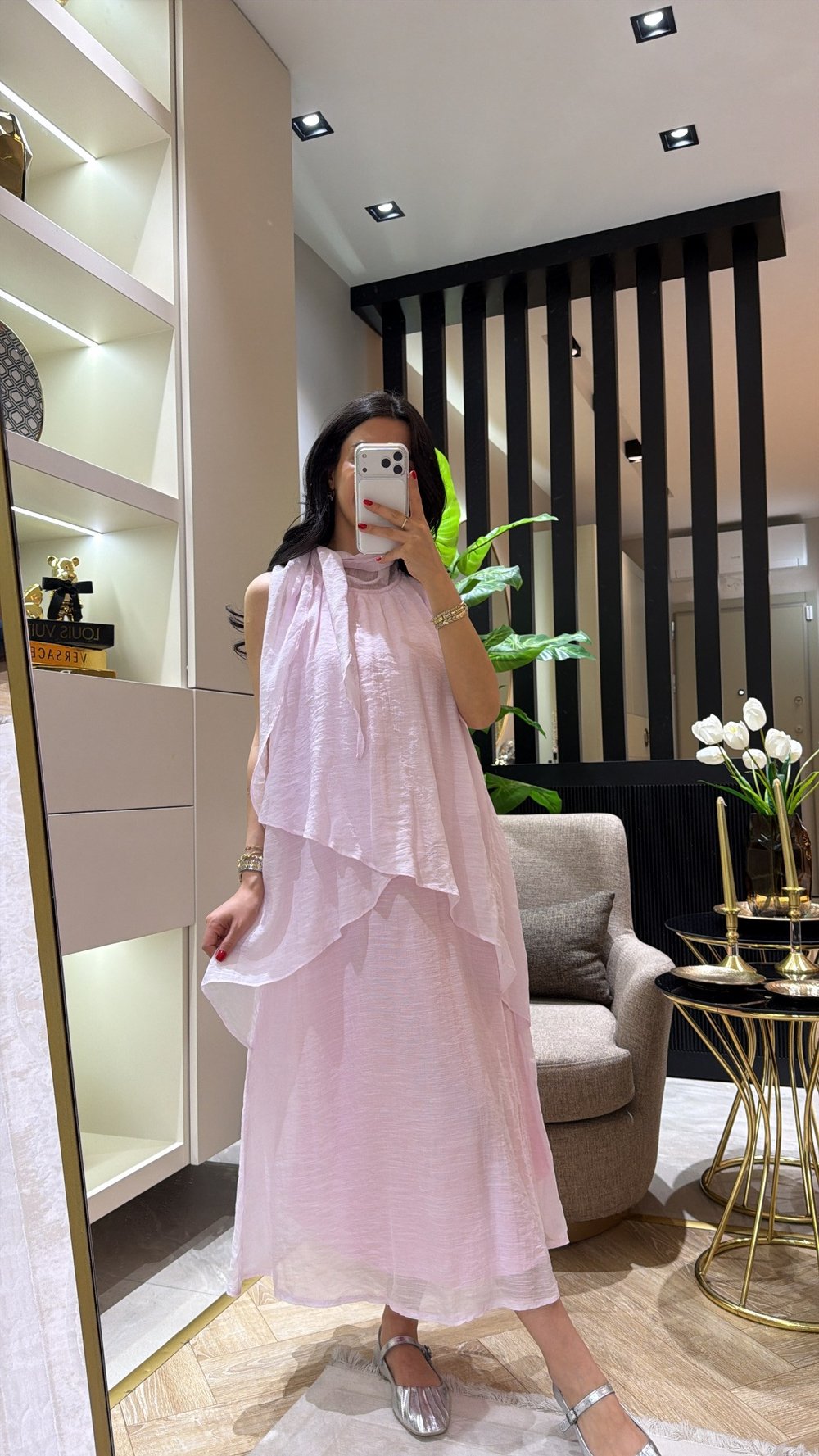 ŞALLI PEMBE ELBİSE