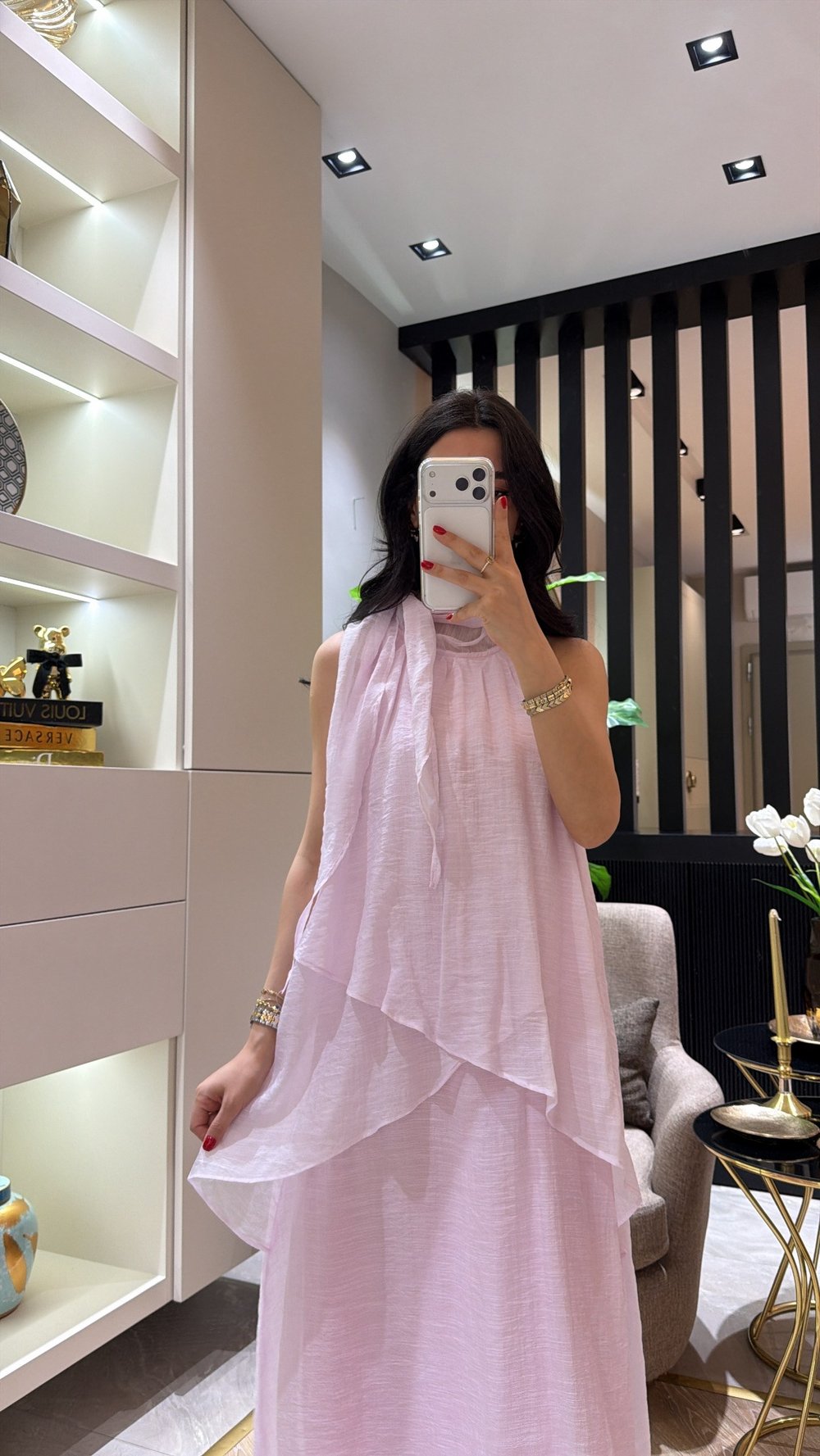 ŞALLI PEMBE ELBİSE