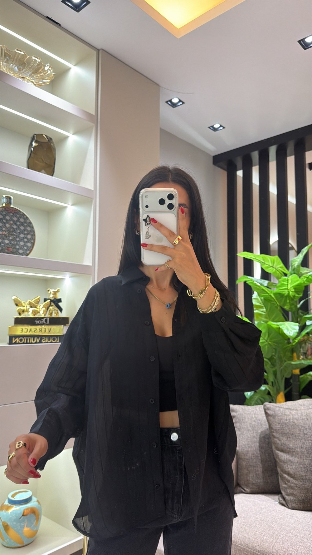 SİYAH ÇİZGİLİ OVERSIZE GÖMLEK