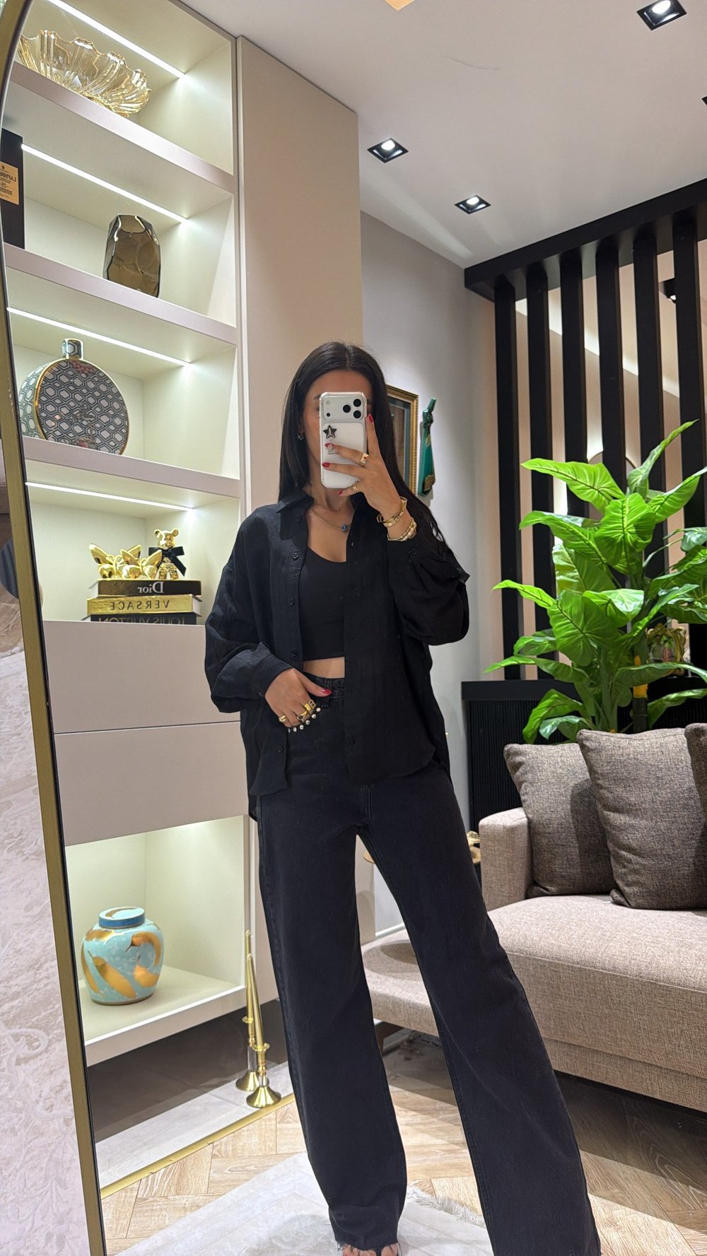 SİYAH ÇİZGİLİ OVERSIZE GÖMLEK
