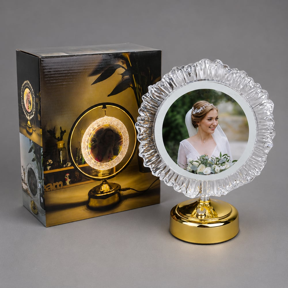 Kristal Yuvarlak Ledli Fotoğraf Çerçevesi - 20x26cm