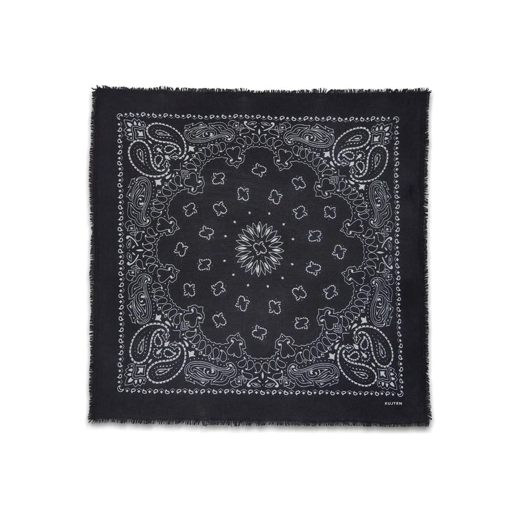 BANDANA HACHIKO BLACK Large Printed Cashmere