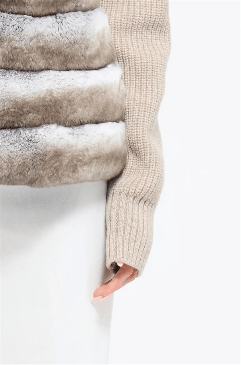 THE MOSCOW REX FUR PANEL JACKET - BEIGE