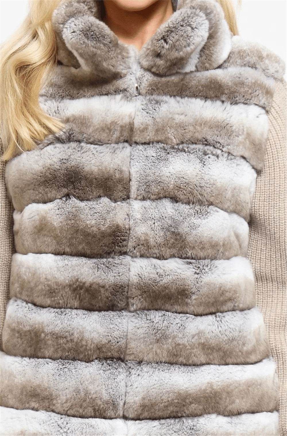 THE MOSCOW REX FUR PANEL JACKET - BEIGE