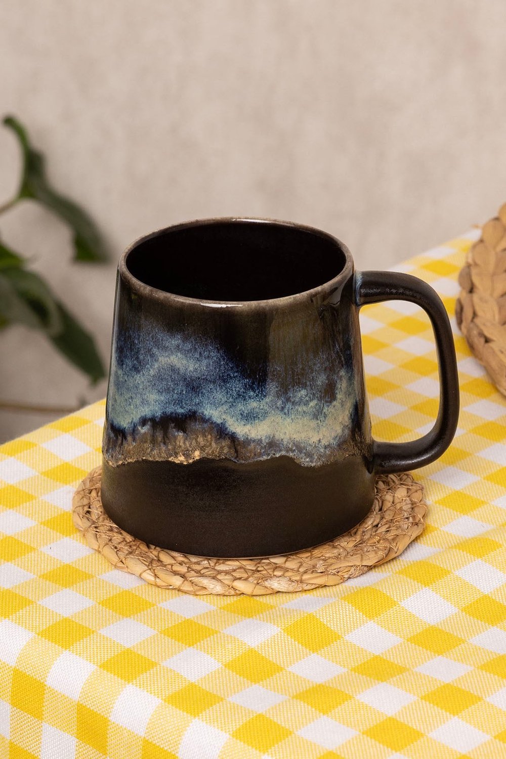 North El Yapımı Stoneware Premium - Mavi/Siyah Kahve & Çay Kupası