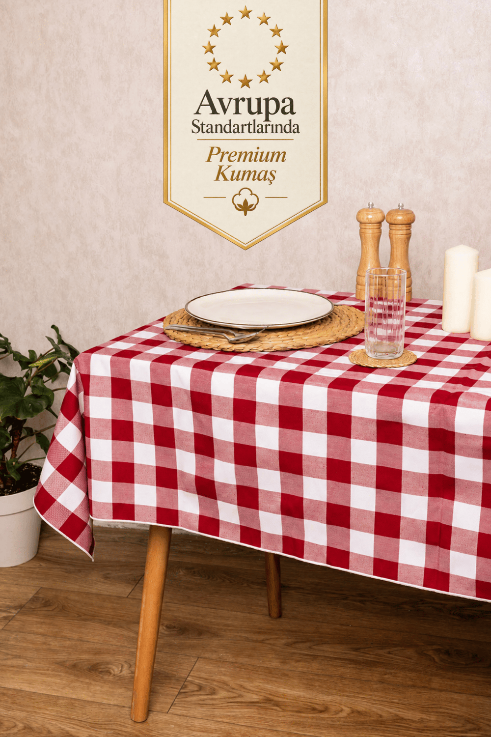 Premium Kumaş Sofir Masa Örtüsü - %100 Pamuk, Leke tutmaz, Üst Kalite - Bordo