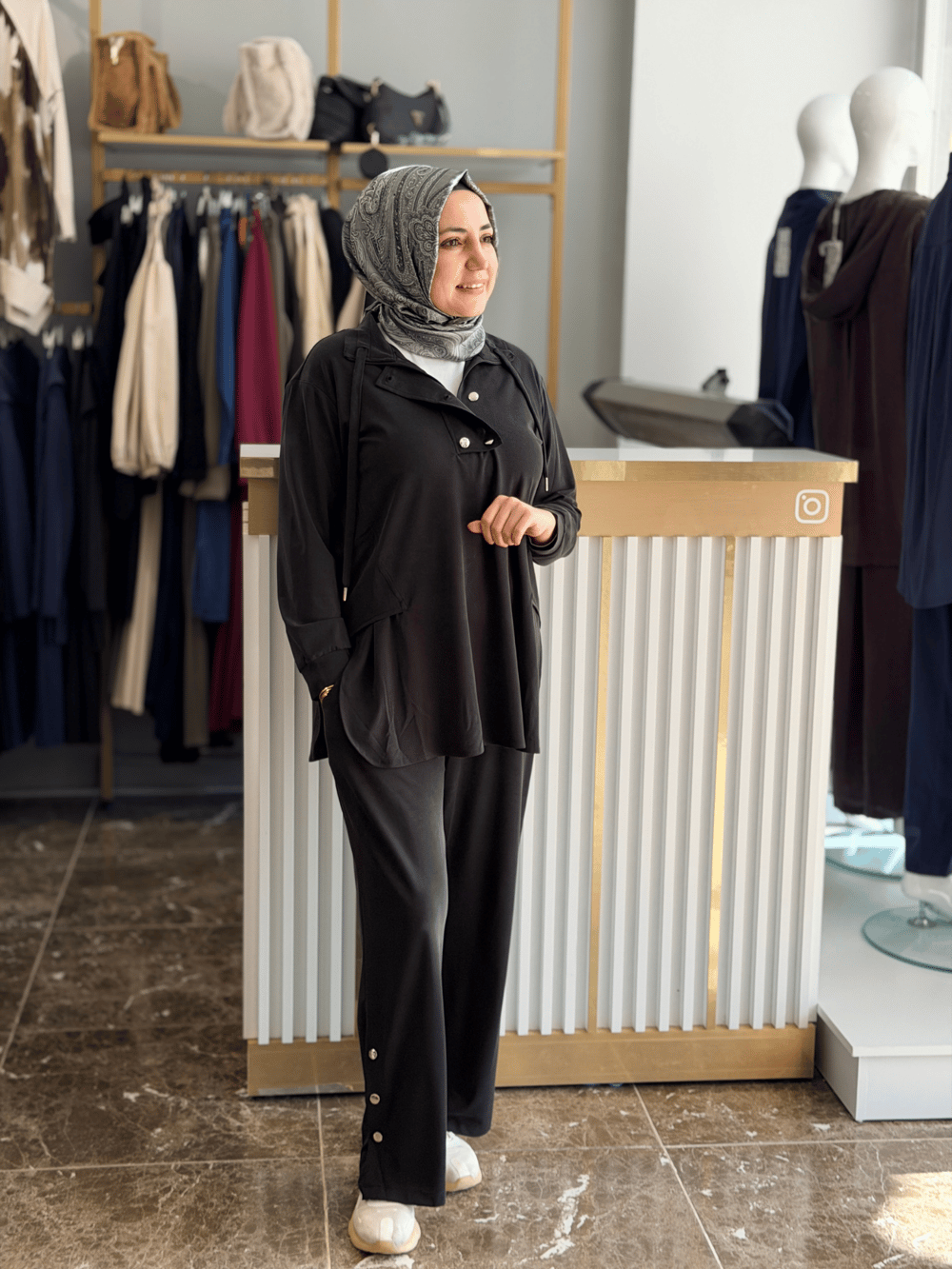 4417 Önden Fermuarlı 2'li Eşofman Takım | Siyah