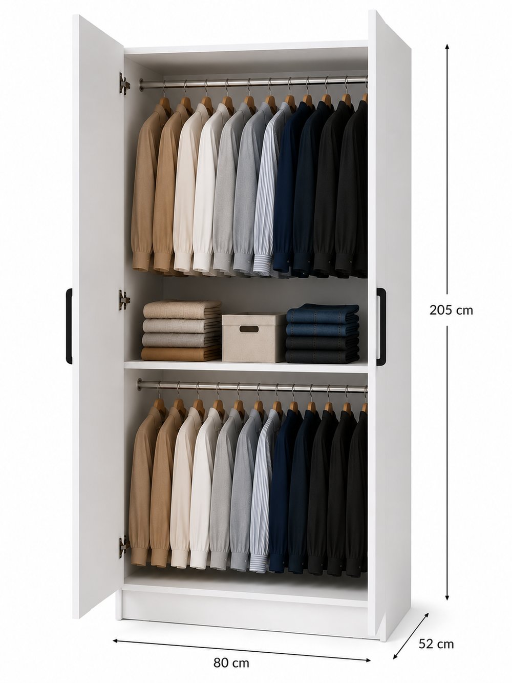 Gani Home SELEN 2 Kapaklı Gardırop M-1 | Modern Elbise Dolabı