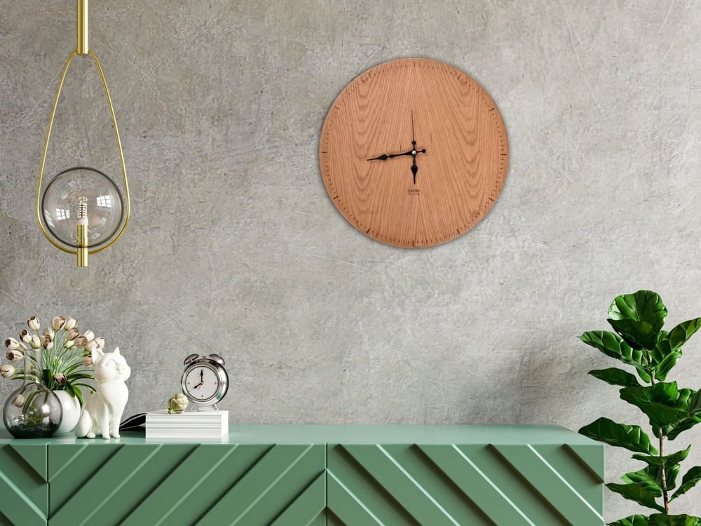 GaniHome Gani Home Arapça Rakamlı Meşe Duvar Saati Ev Dekorasyonu