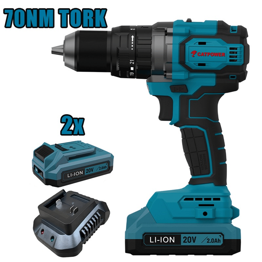 KÖMÜRSÜZ AKÜLÜ DARBELİ VİDALAMA 70NM  13 MM 20V Lİ-İON SET 2.0AH