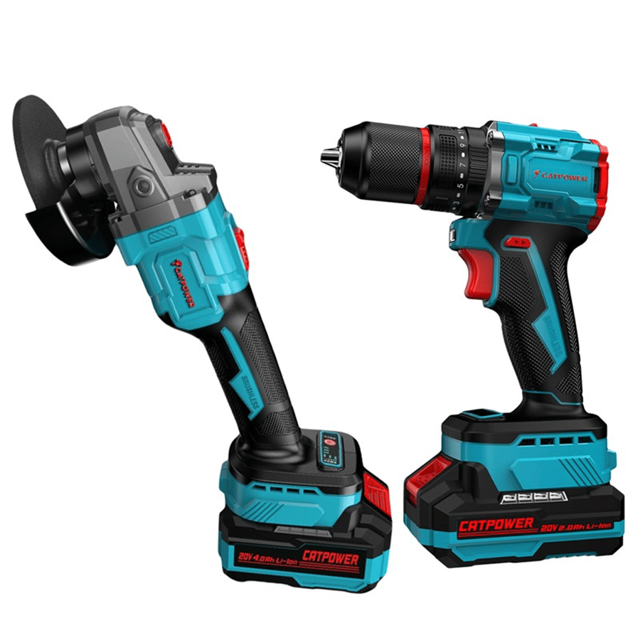 KÖMÜRSÜZ Li-iON AKÜLÜ 2'Lİ KOMBO SET - MATKAP VE AVUÇ TAŞLAMA 20V 4.0Ah+2.0Ah