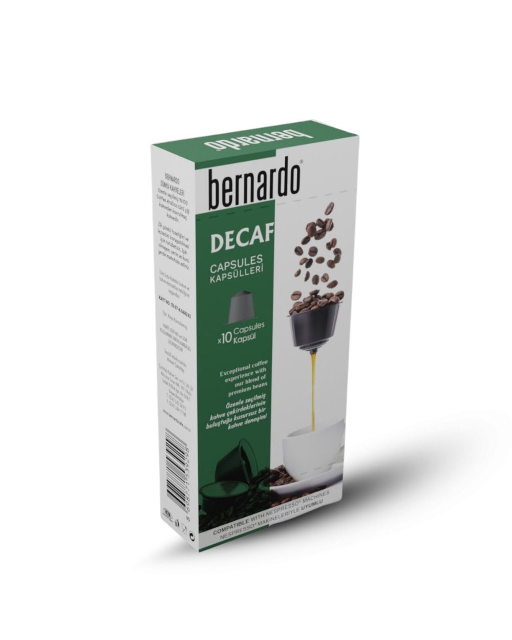 Bernardo Decaf 10'lu Kapsül Kahve – Nespresso® Uyumlu Kafeinsiz Kahve