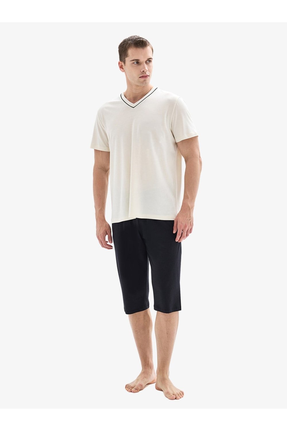 Erkek Kapri Pijama Takımı 40873 - Krem