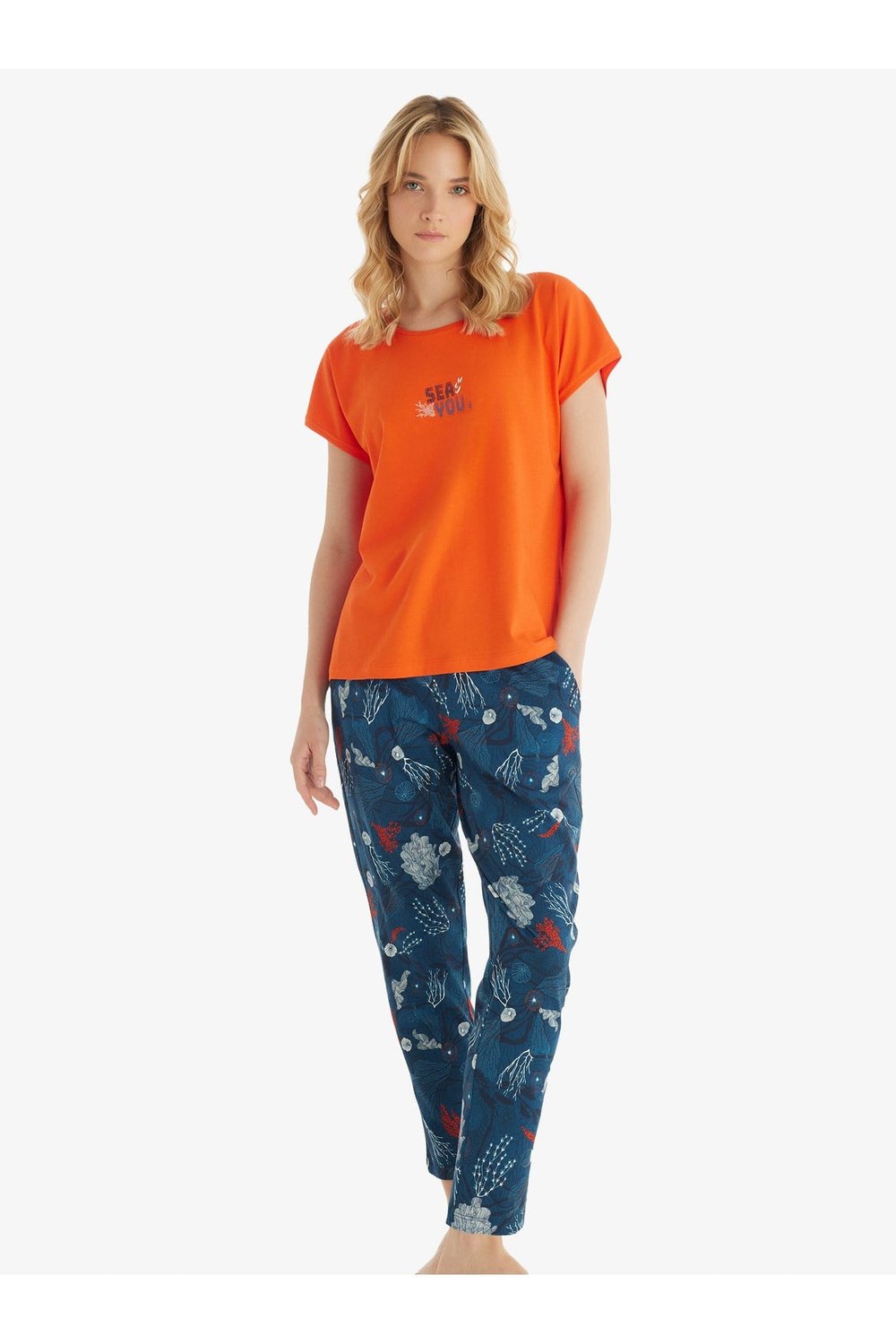 Kadın Pijama Takımı 51849 - Turuncu
