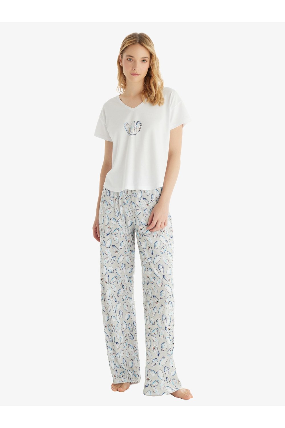 Kadın Pijama Takımı 60543 - Beyaz